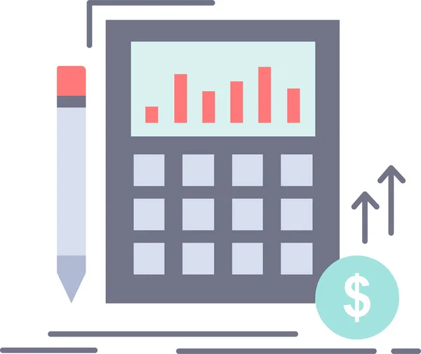 Dados Cálculo Ícone Financeiro Estilo Plano — Vetor de Stock