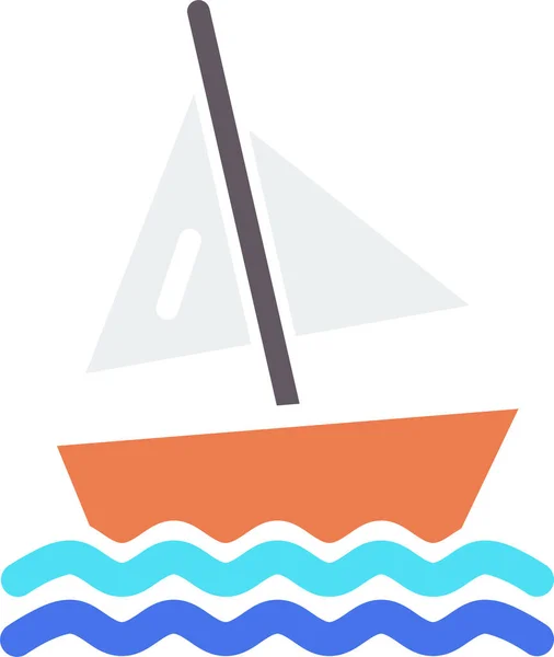 Beach Boat Sail Icon Flat Style — Stock Vector