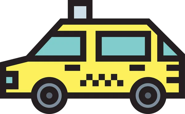 Táxi Carro Ícone Público Estilo Esboço Preenchido —  Vetores de Stock