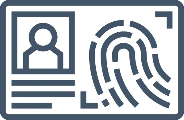 Biometric Card Fingerprint Icon Outline Style — Stock Vector