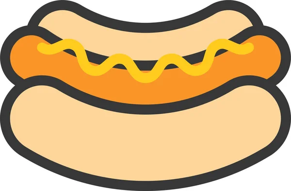 Comida Rápida Hot Dog Icono Estilo Contorno Lleno — Archivo Imágenes Vectoriales