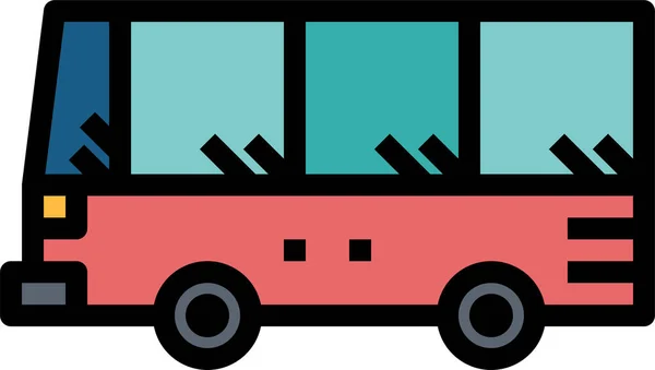 Bus Icône Des Transports Commun Dans Style Contour Rempli — Image vectorielle