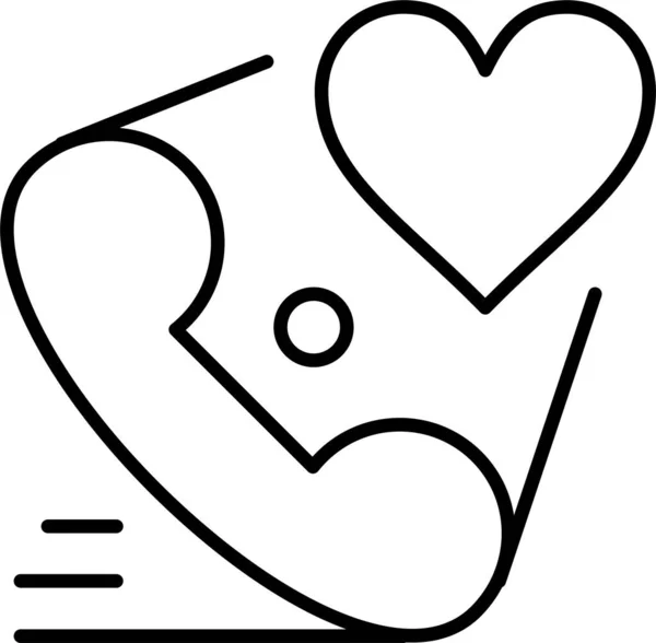 Appeler Coeur Icône Amour Dans Style Contour — Image vectorielle