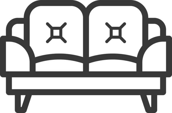 Chaise Confort Canapé Icône Dans Style Contour — Image vectorielle