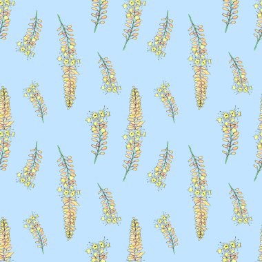 Lupin çiçekli kusursuz çiçek deseni. Tasarım ya da duvar kağıdı, tekstil tasarımı, ambalaj, tekstil, kumaş. Salvia, lupin çiçekleri