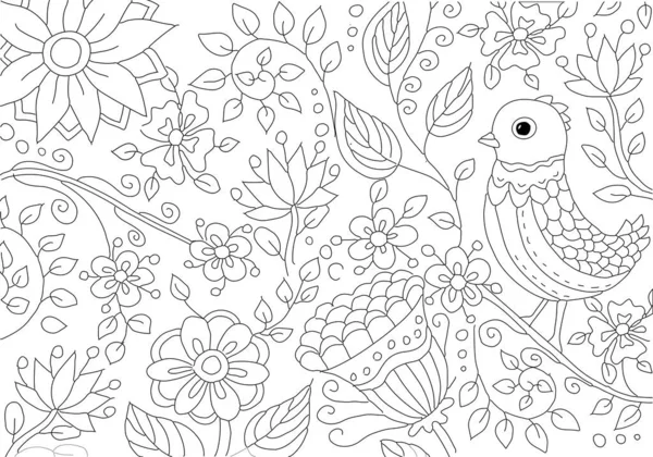 Handzeichnen Färbung Für Kinder Und Erwachsene Schöne Zeichnungen Mit Mustern — Stockvektor