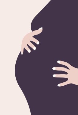 Banner, web siteleri ya da reklamlar için poster şablonu. Hamile bir kadın. Anneler günü selamı. Sağlık, kadın, annelik. Minimalizm tarzı.