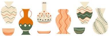 Seramik ve çömlek. Duvar kağıdı, tekstil tasarımı, desenler, ambalajlar, kumaşlar için moda tasarımı. Klasik tasarım, kil dekor