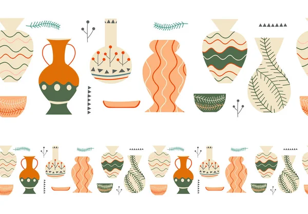 Nastro Senza Cuciture Ceramica Ceramica Design Alla Moda Carta Parati — Vettoriale Stock