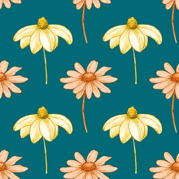 Seamless Floral Pattern Romantic Daisy Flowers Design Wallpaper Textile Design — Stock Photo, Image