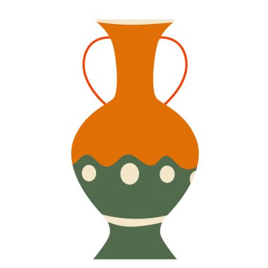 Vazo. Desen, sanat atölyesi, logo ya da simge için tasarım elemanları. Tek bir nesne. Çamur sanatı, çömlek. El büyücüsü iç tasarımı. Beyazda izole edilmiş