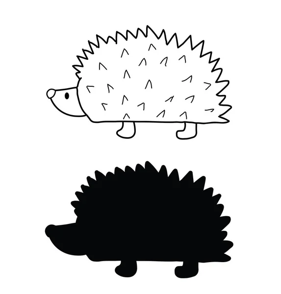 Hedgehog Illustration Line Art Vector Illustration White Background Two Versions — Stock Vector