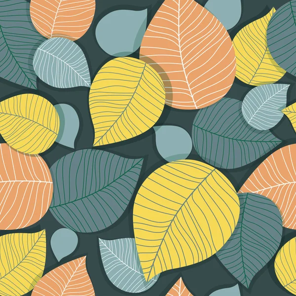 Bezešvé Vzory Barevnými Listy Botanické Pozadí Podzimní Sezóna Designové Prvky — Stockový vektor