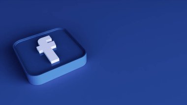 Facebook logosu basit tasarım şablonu. 3d kopyalama alanı oluşturma