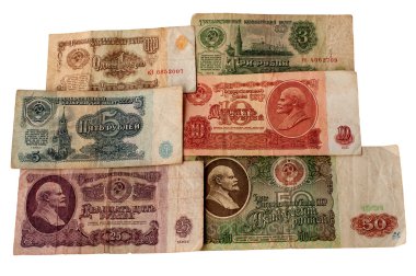 The Soviet ruble on a white background