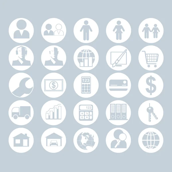 A set of people, business and construction icons on a white blue background, digital vector image — Stockvector