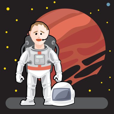 Spaceman in space with stars background