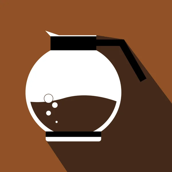 A white jar of hot coffee with bubbles, in outlines, over a brown background with dots, digital vector image — Stock vektor