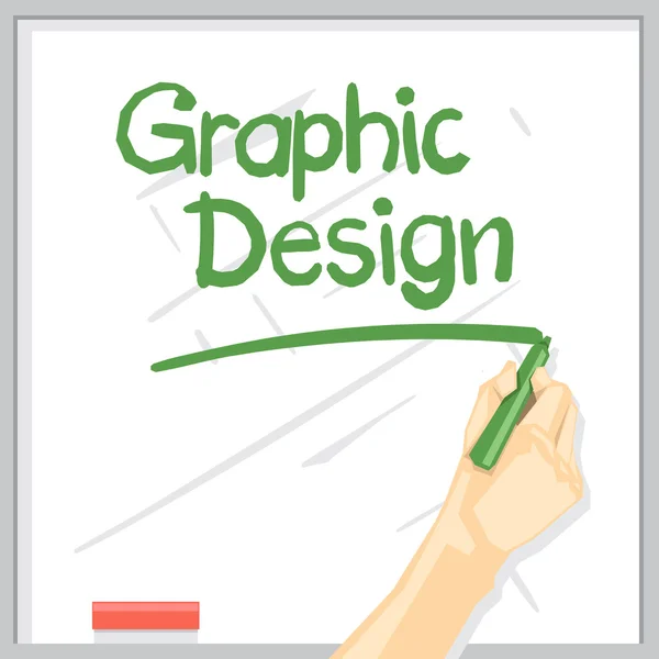 Eine Hand mit Schattenzeichnung auf einem weißen Tisch mit grünem Farbmarker, grafische Designbeschriftung mit Unterstrich, digitales Vektorbild — Stockvektor