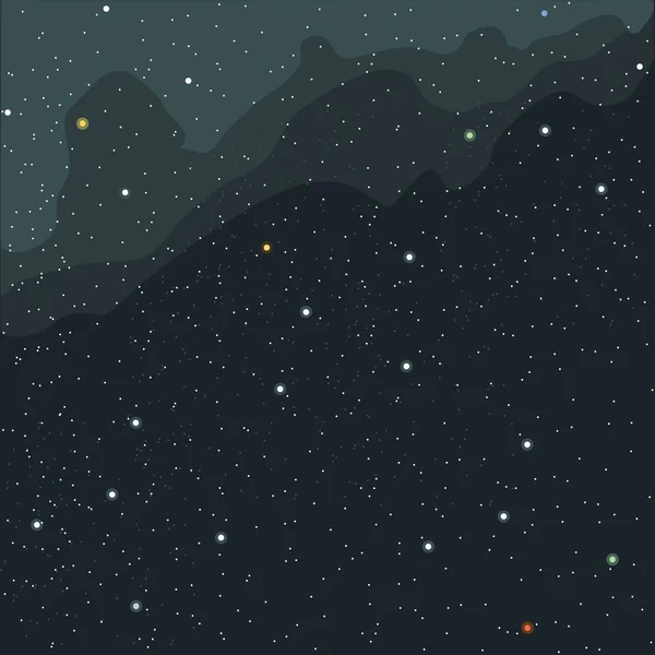 Vue spatiale et cosmique de l'univers avec étoiles, planètes et galaxies. Image vectorielle numérique . — Image vectorielle
