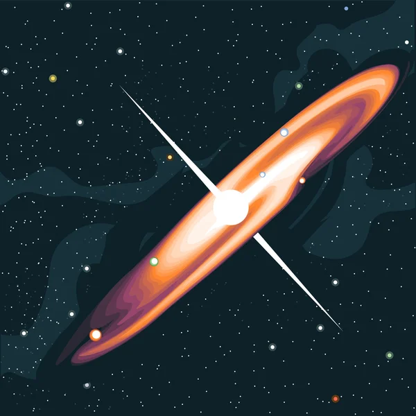 Έκρηξη αστεριού σουπερνόβα. Θέα του γαλαξία στο διάστημα με αστέρια και πλανήτες. Ψηφιακή διανυσματική εικόνα. — Διανυσματικό Αρχείο