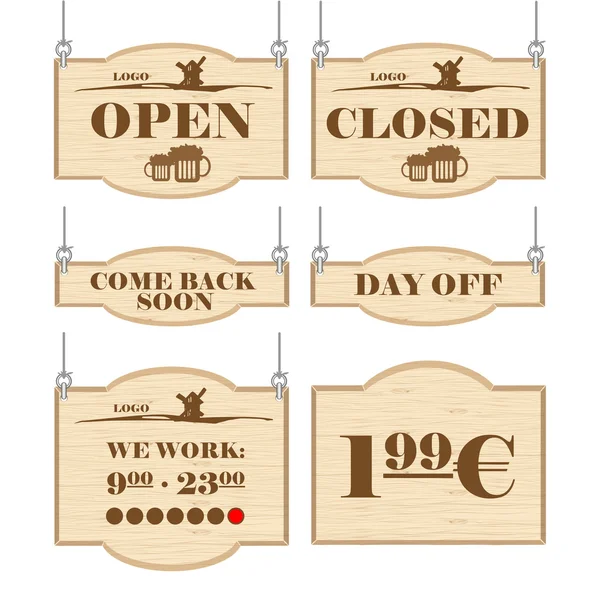 Western bar logo set collectie met open, gesloten, vrije dag borden in omtrek. Digitale vectorafbeelding. — Stockvector