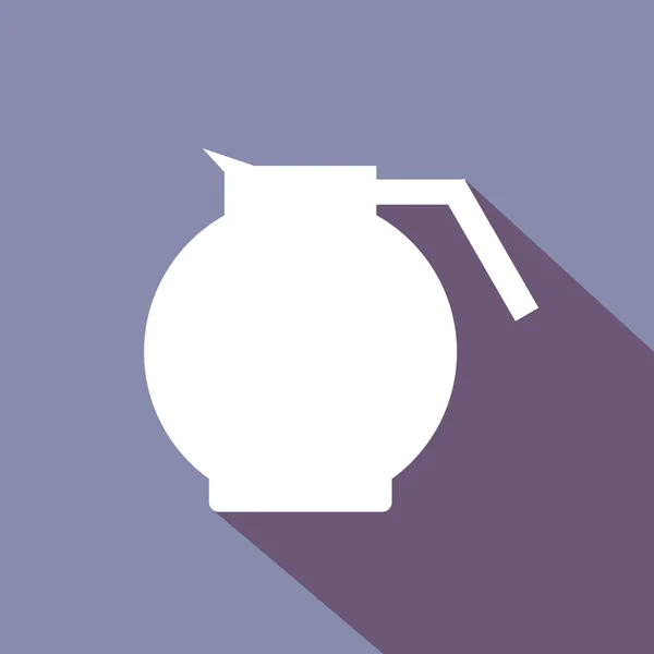 En vit kaffeburk med skugga, i konturer, över en lila bakgrund. Digital vektorbild. — Stock vektor