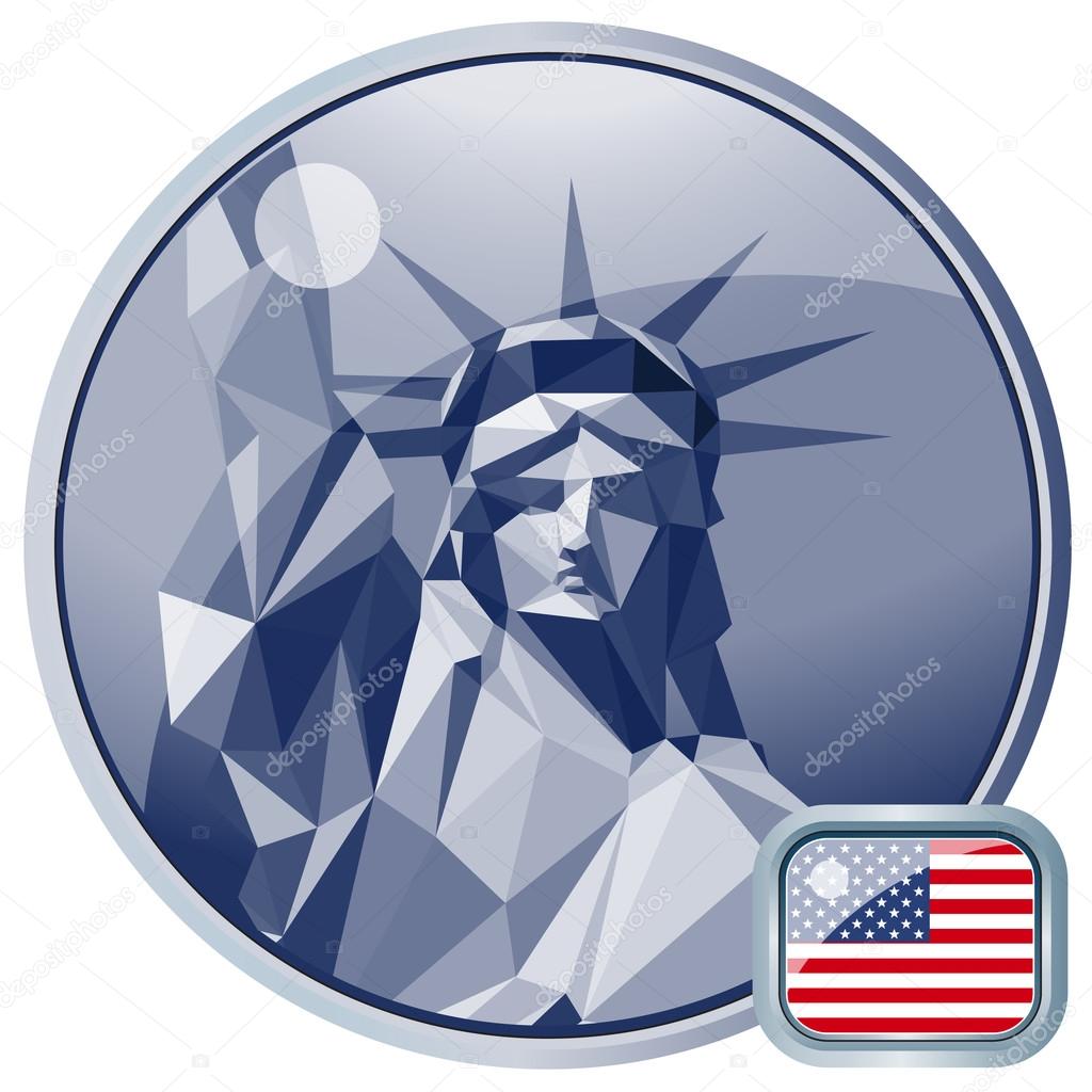 Fourth of july independence day card, with statue of liberty. Digital vector image