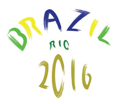Brezilya rio 2016 renkli el beyaz zemin üzerinde metin çekilmiş. Dijital vektör görüntü