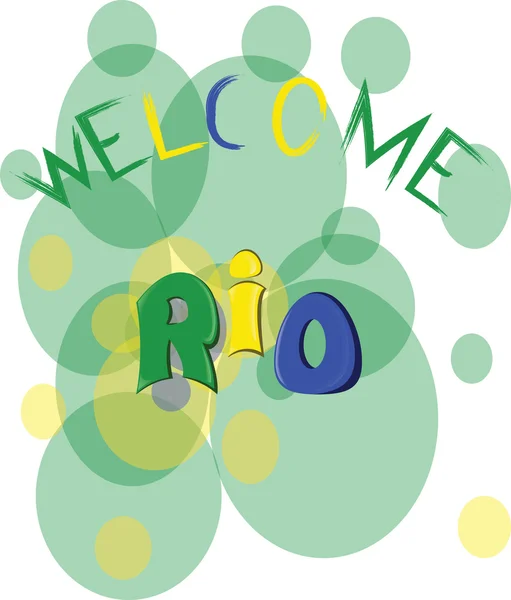 Bienvenido rio, texto dibujado a mano de color sobre fondo blanco. Imagen vectorial digital — Archivo Imágenes Vectoriales