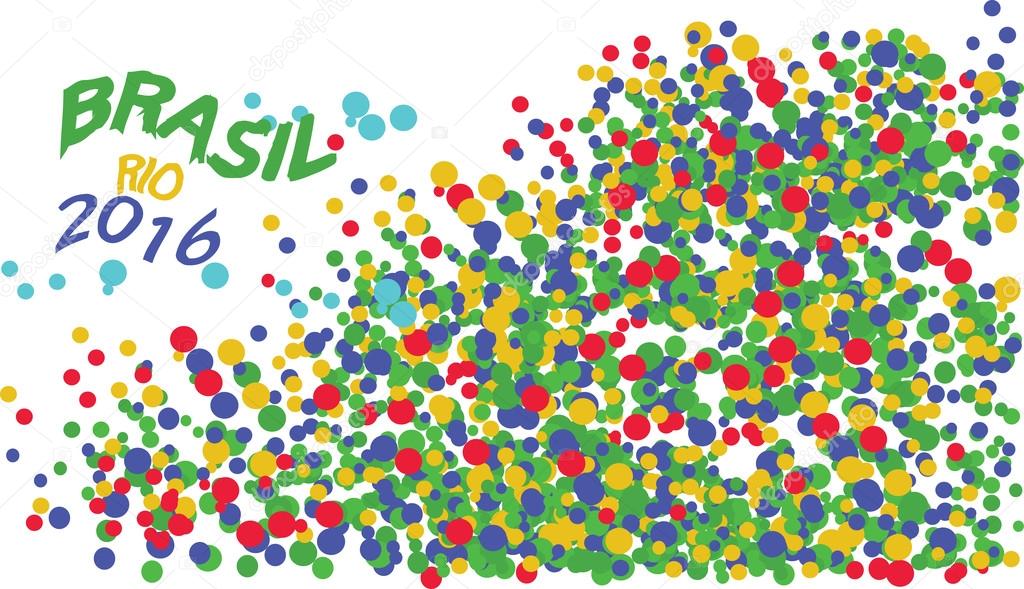Brasil, Rio 2016 logo with colored circles. Digital vector image.