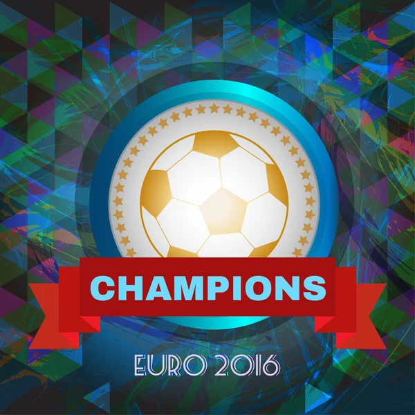 抽象的なサッカーとサッカーのインフォグラフィック、チャンピオン2016、遊びのボールと赤いリボン。デジタルベクトル画像 — ストックベクタ