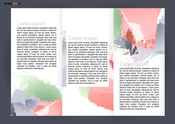 Abstract Print A4 Design in 3 Teilen mit farbigen Pinselstrichen, für Flyer, Banner oder Poster auf silbernem Hintergrund. digitales Vektorbild. — Stockvektor