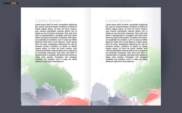 Abstract Print a4 Design in 2 Teilen mit farbigen Pinselstrichen, für Flyer, Banner oder Poster auf silbernem Hintergrund. digitales Vektorbild. — Stockvektor