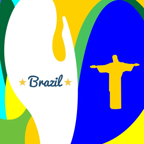 추상 브라질과 동상 디자인 컬러 배경 위에. 디지털 벡터 이미지 — 스톡 벡터