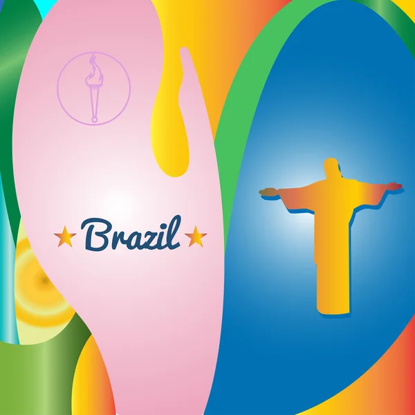 추상 브라질과 동상 디자인 컬러 배경 위에. 디지털 벡터 이미지 — 스톡 벡터