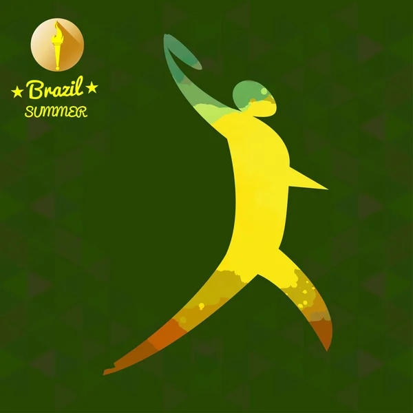 Brasil tarjeta deportiva de verano con un lanzador de disco abstracto amarillo. Imagen vectorial digital — Archivo Imágenes Vectoriales