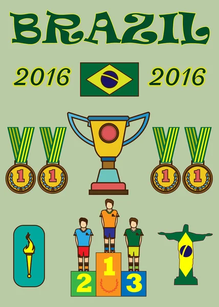 Brasil 2016 infografías deportivas. Imagen vectorial digital . — Archivo Imágenes Vectoriales