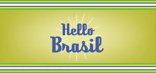 Hola tarjeta brasil con diseño de líneas de color sobre fondo amarillo oscuro, en contornos. Imagen vectorial digital — Vector de stock