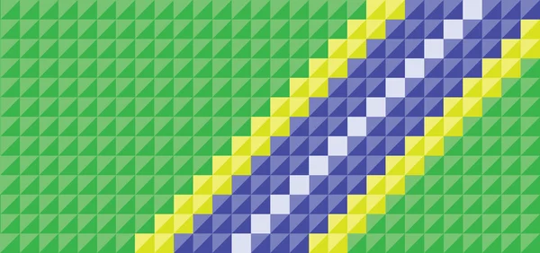 Kare piksel stilinde Brezilya bayrağı. Dijital vektör görüntüsü — Stok Vektör