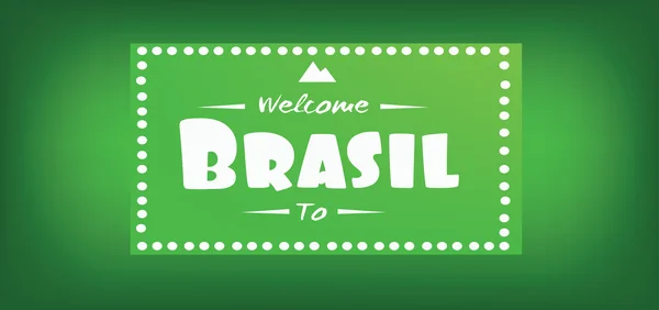 Bienvenido a la tarjeta brasil sobre fondo verde, en los contornos. Imagen vectorial digital — Vector de stock