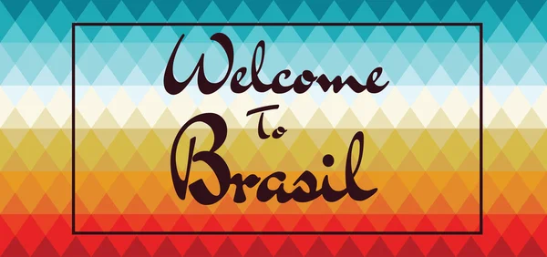 Bienvenue à Brasil carte sur fond coloré avec des triangles, dans les contours. Image vectorielle numérique — Image vectorielle