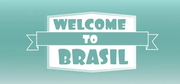 Willkommen auf Brasil-Karte über Aqua-Hintergrund, in Umrissen. digitales Vektorbild — Stockvektor