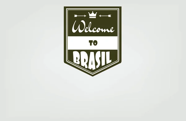 Bienvenido a Brasil tarjeta con corona y flechas sobre fondo blanco, en contornos. Imagen vectorial digital — Vector de stock