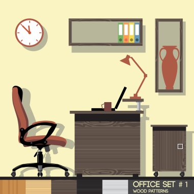 Office stil iç kümesi. Dijital vektör görüntü