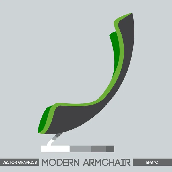 Зеленое и серебристое современное кресло на светлом фоне. Цифровые векторные изображения — стоковый вектор