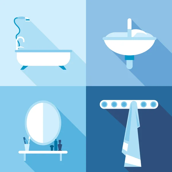 Anahatlarda banyo Icons set. Dijital vektör görüntü — Stok Vektör