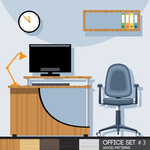 Office style interior set. Digital vector image