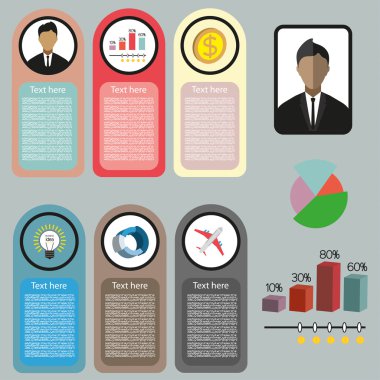 Simgeler, kişiler, para ve grafikler, düz tasarım ile İş fikri infographic. Dijital vektör görüntüsü