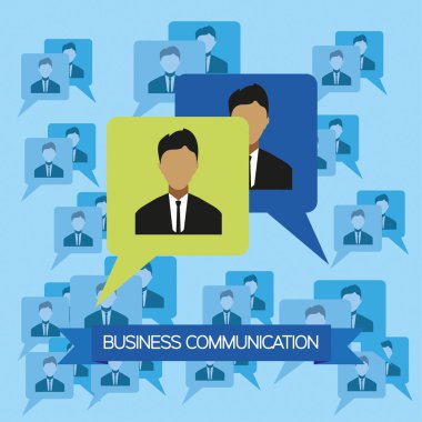 Simgeler, kişiler ve ekip üyeleri, düz tasarım ile iş iletişimi infographic. Dijital vektör görüntüsü